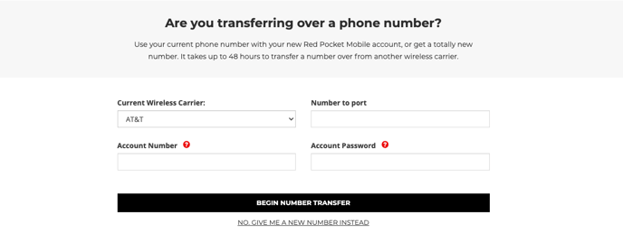 Number Transfer Form