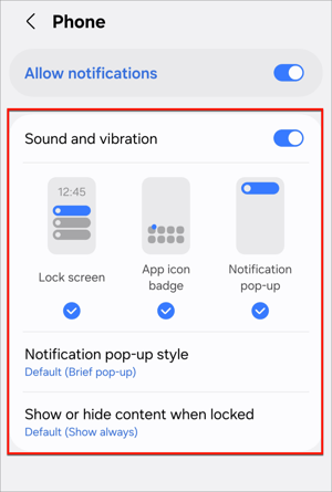 android notification style and settings