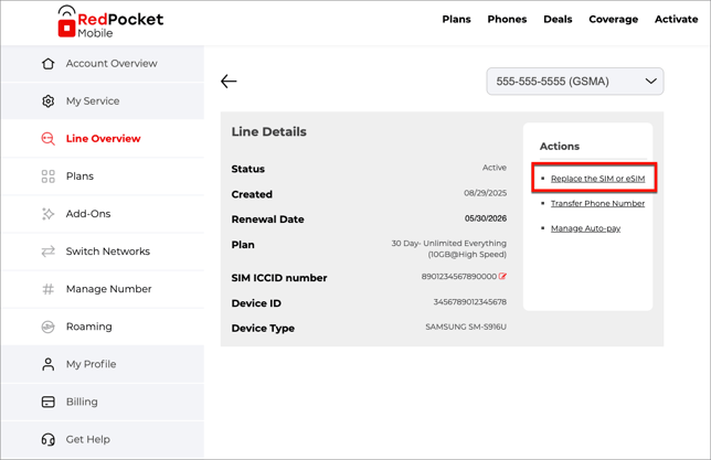 replace SIM or eSIM 2